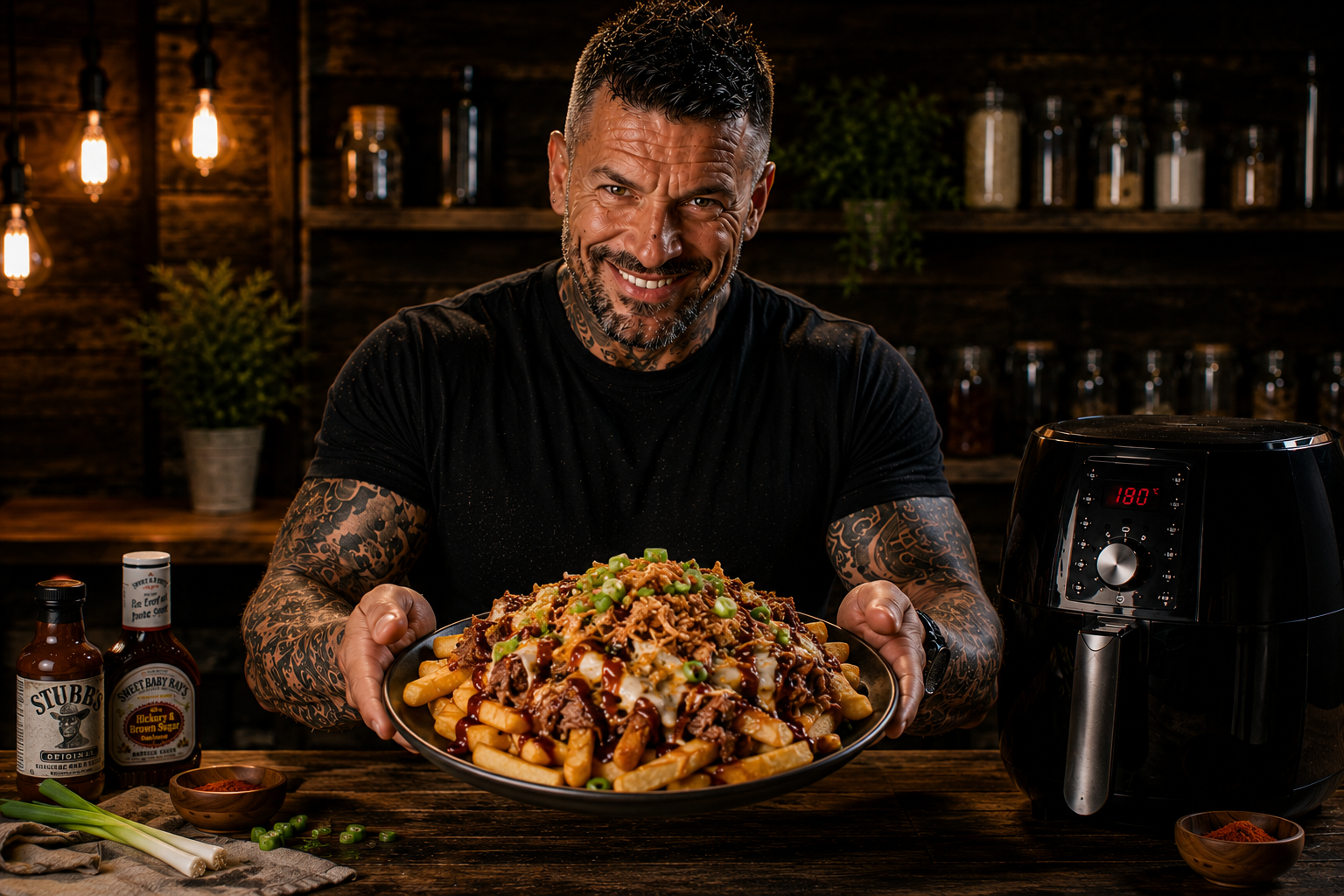 Air-Fryer BBQ Pulled Pork Loaded Fries